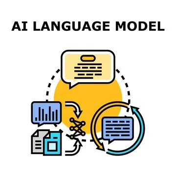 Ai language model processing data for text generation Stock Illustration