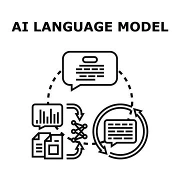 Ai language model processing data for text generation Stock Illustration