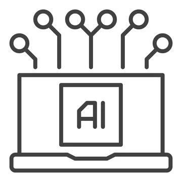 AI Laptop Device vector Artificial Intelligence Technology icon or sign in .. Stock Illustration