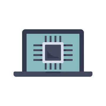 Ai laptop processor icon flat isolated 库存插图