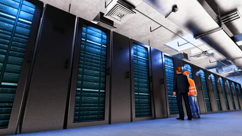 AI large-scale model training data center server room Stock Footage 331064086