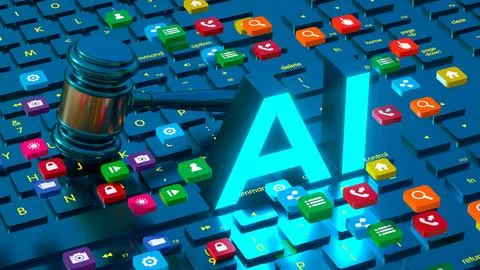Ai law copyright 3d render Stock Illustration