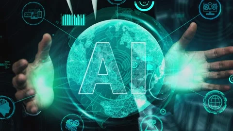 AI Learning and Artificial Intelligence conceptual. Video stock 196609456