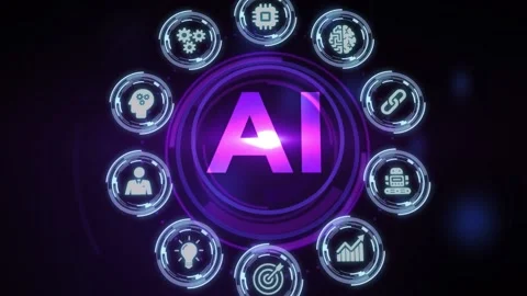 AI Learning and Artificial Intelligence Concept. Business, modern technology, Stock Footage 198708892
