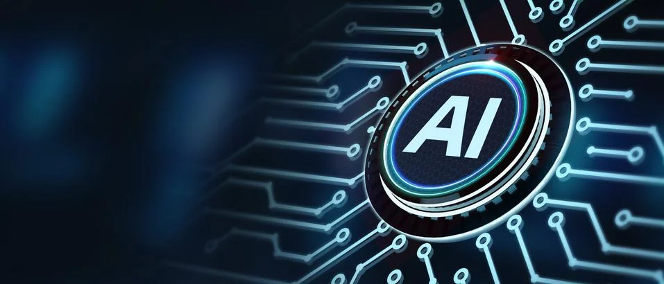 AI Learning and Artificial Intelligence Concept. Business, modern technology, Stock Illustration