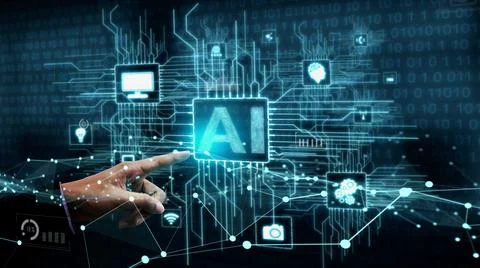 AI Learning and Artificial Intelligence conceptual . Stock Photos