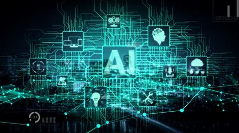 AI Learning and Artificial Intelligence conceptual . Stock Photos