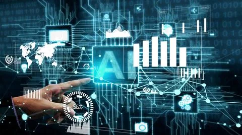 AI Learning and Artificial Intelligence conceptual . 스톡 사진