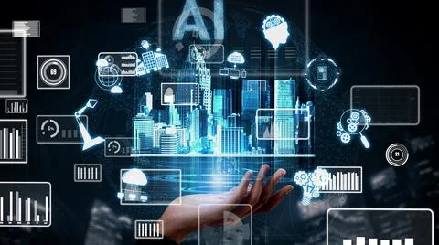 AI Learning and Artificial Intelligence conceptual . Fotos de archivo