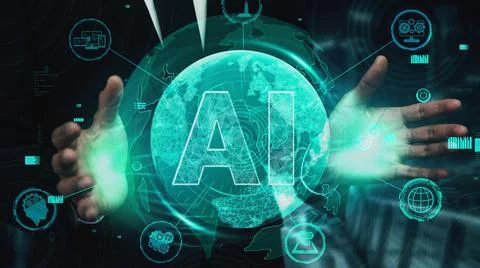 AI Learning and Artificial Intelligence conceptual. 스톡 사진