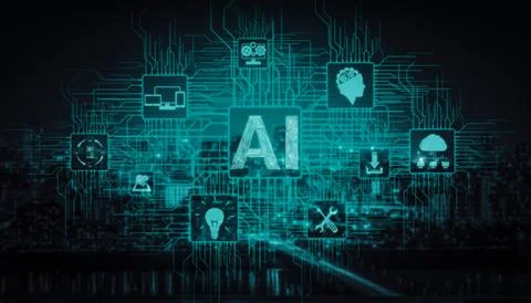 AI Learning and Artificial Intelligence Concept. Stock Photos