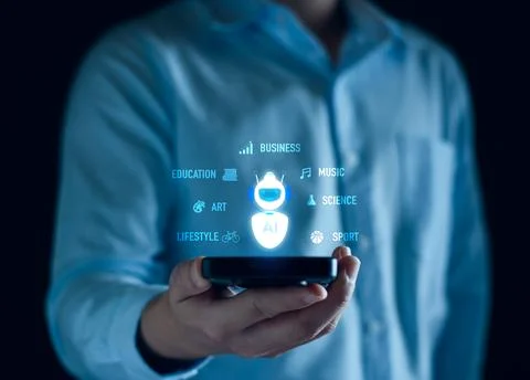 AI Learning and Artificial Intelligence Concept. AI technology in everyday li 스톡 사진