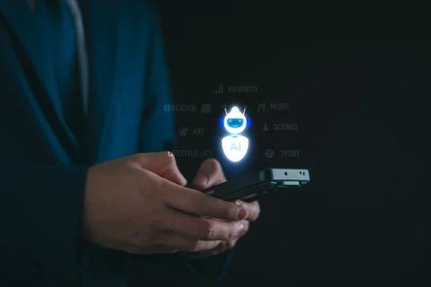 AI Learning and Artificial Intelligence Concept. AI technology in everyday li 스톡 사진