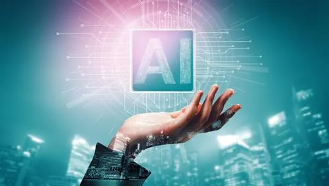 AI Learning and Artificial Intelligence Concept. uds Stockfoto's
