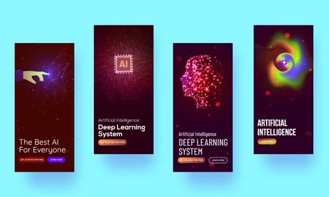 AI Learning app splash screen mobile ui or website app user interface templ.. Stock Illustration