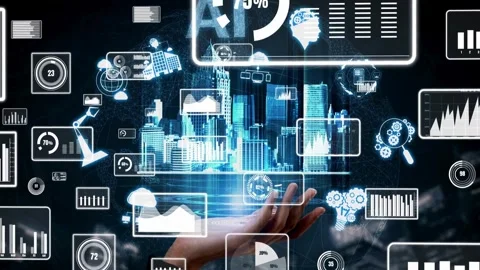 AI Learning: Hand with Digital Icons Stock Footage 275876189
