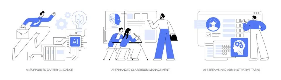 AI in Learning Management abstract concept vector illustrations. Stock Illustration