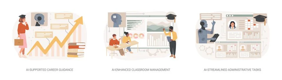 AI in Learning Management abstract concept vector illustrations. Stock Illustration