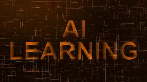 AI learning text data line technology brown color 스톡 일러스트