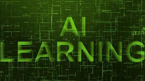 AI learning text data line technology green Illustrazione stock