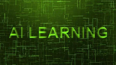 AI Learning text technology data line green 스톡 일러스트