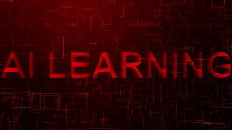 AI Learning text technology data line red color 스톡 일러스트