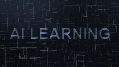 AI Learning text technology data line Illustrazione stock