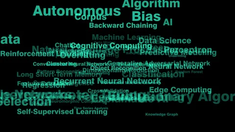 Ai lettering on black background technology deep learning neural network 스톡 동영상 270207766