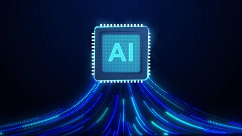Ai letters on chip ai technology robot core electric line Stock Footage 336064621