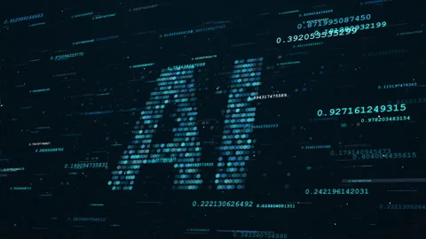 AI letters created from dynamic geometric elements with digital noise Stock Footage 310934784