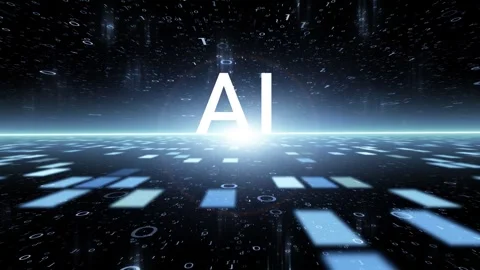 AI letters in digital tech cyberspace network loop animation Stock Footage 341900494