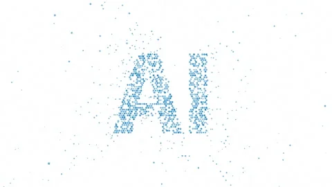 AI letters from dynamic elements, 4K tech animation on white background Stock Footage 307387080