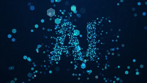 AI letters from dynamic elements, 4K tech animation Stock Footage 307387448