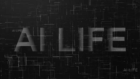 AI life text data line technology black white color 스톡 일러스트