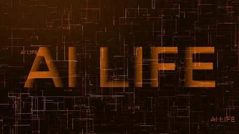 AI life text data line technology brown color Stock Illustration