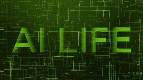 AI life text data line technology green color Illustrazione stock