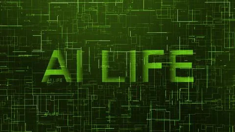 AI life text data line technology green Stock Illustration