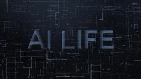 AI life text data line technology 스톡 일러스트