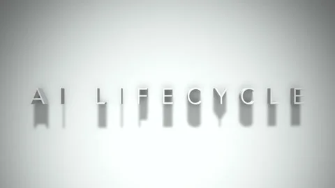 Ai lifecycle 3D title animation with shadows on a white background Stock Footage 298004433