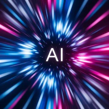 AI Light Burst Background Abstract Artificial Intelligence Concept with Dyn.. Illustrazione stock