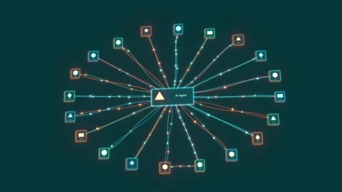 AI LLM agent workflow circle bg able to loop endless Stock Footage 346049984