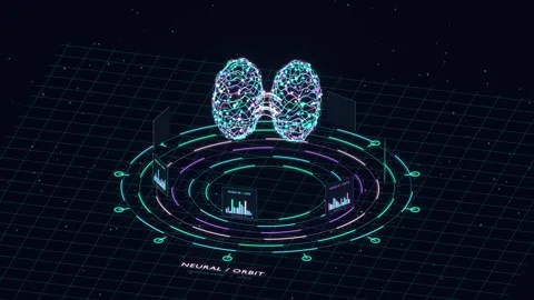 AI LLM round circle scheme bg able to loop endless Stock Footage 345482655