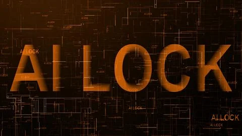 AI lock text technology data line brown イラスト素材