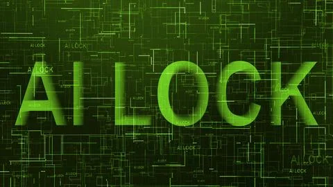 AI lock text technology data line green Stock Illustration