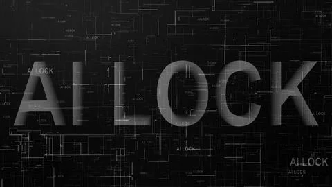 AI lock text technology data line white color Stockillustratie