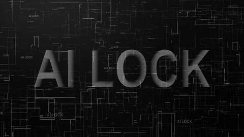 AI lock text technology data line white 스톡 일러스트