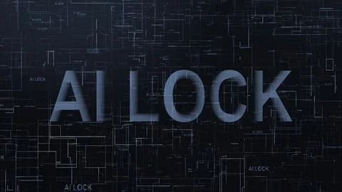 AI lock text technology data line Stock Illustration