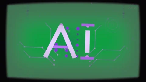 AI logo activating with dots forming, circuits extending, bars sliding on Stock Footage 333972068