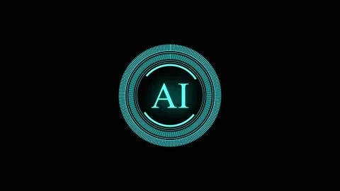 Ai logo animation with glowing cyan circle. Ai logo artificial intelligence.. Stock Footage 337618985