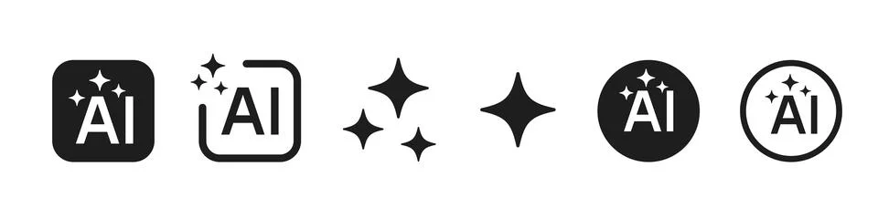Ai logo set. Artificial intelligence generative icon. Stars and sparkle 库存插图